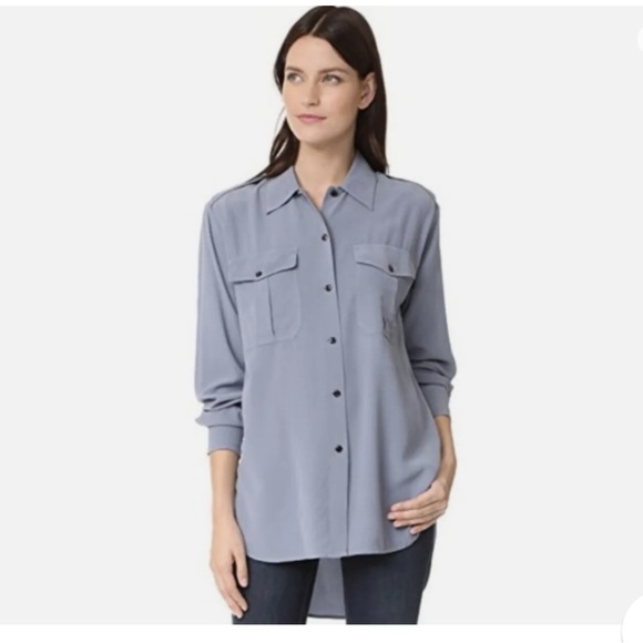 RAG & BONE BLUE GRAY SILK MASON SHIRT - Picture 1 of 6